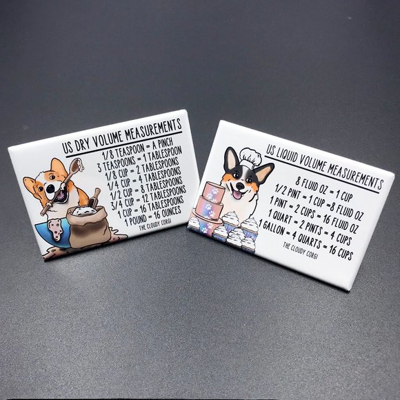 Welsh Corgi Dog Kitchen Measuring Chart Magnet Set - Picture 2 of 7